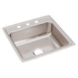 Elkay Lustertone Classic 22" x 22" x 7-5/8" Single Bowl Drop-in Sink Model Number: LR22223