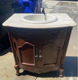 French Provincial Bathroom Vanity with Marble Top