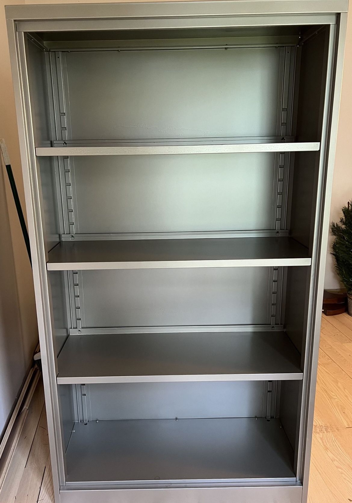 Steelcase Metal Bookcase grey 65” H x 36” W x 15” D bookshelf bookshelves Steel case Book Shelf Shelves