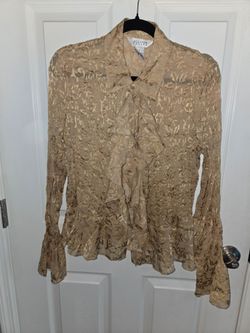 Allison Taylor Gold Floral Ruffle Blouse