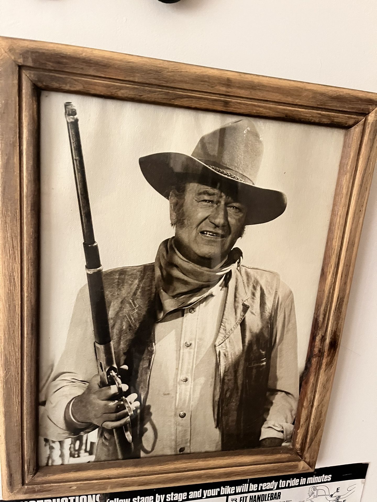 Vintage John Wayne The Duke Print In Wooden Rustic Frame