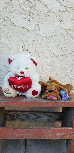 Teddy bear and dog plush items