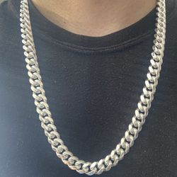 26in 10MM Solid Sterling Silver Miami Cuban Link Chain