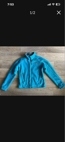 Patagonia Glacier Blue Fur Teddy Fleece Cozy Jacket Coat Size XS