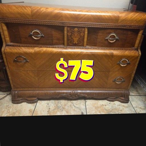 Antique Art DECO Waterfall Dresser Stunning!