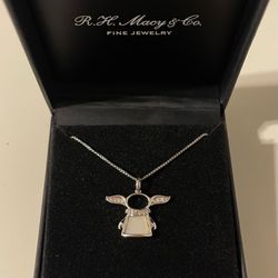 Star Wars Grogu Mother of Pearl and Diamond 18” Pendant Necklace in Sterling Silver