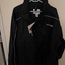 WearGuard Aramark Waterproof Breathable Jacket Men's L Black Reflective Full Zip