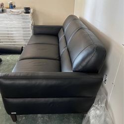 Black, leather sofa