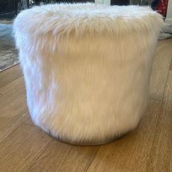 RH Pouf Stool With Brass Base