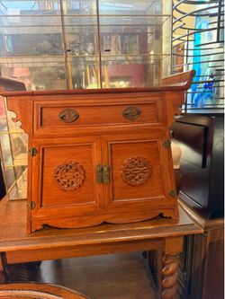 Beautiful Antique, solid wood jewelry box