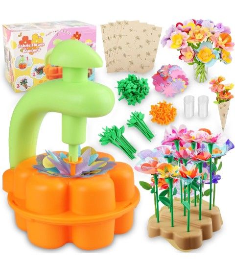 Fabric Flower Bouquets Toys, DIY Crafts Kits for Kids, Build Your Flower Bouquet, Arts and Crafts for 4 5 6 7 8+ Year Old Girls, Preschool Educational