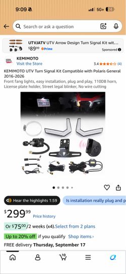 Kemimoto UTV Turn Signal Kit for Polaris General