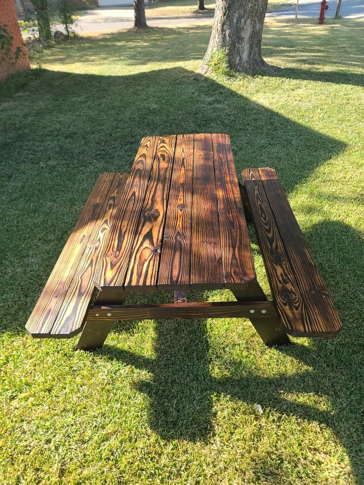 Shou Sugi Ban 6ft. Wooden Picnic Table