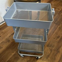 Gray 3 Tier Rolling Cart 