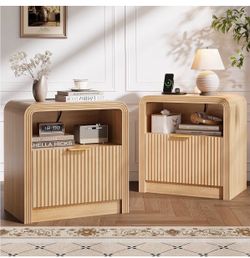 2  fluted wood stands