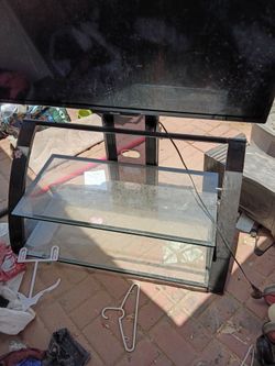TV stand with glass shelves