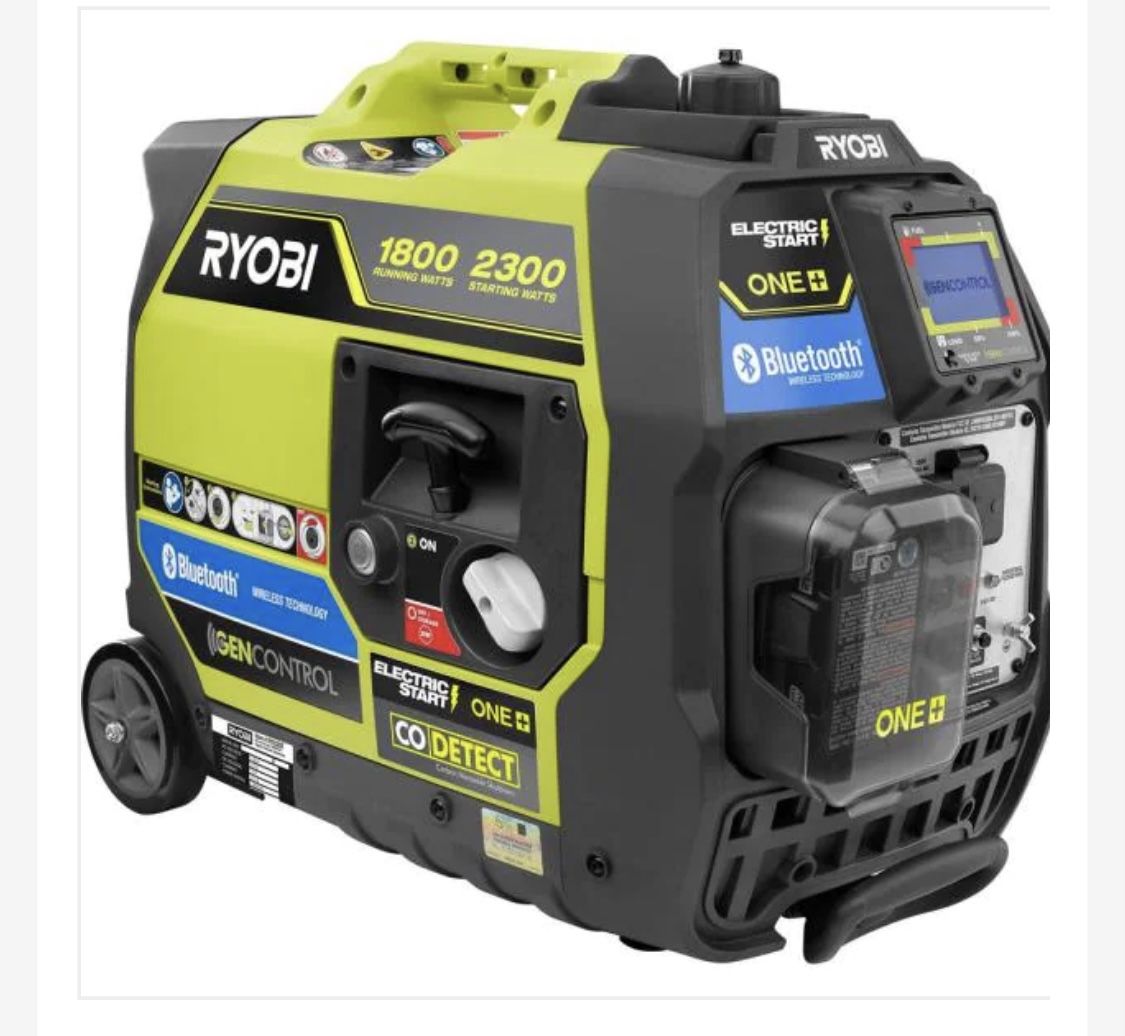 Ryobi Generator Bluetooth 2,300-Watt Starting ONE+ 18-Volt Electric Start Gasoline Powered Digital Inverter Generator