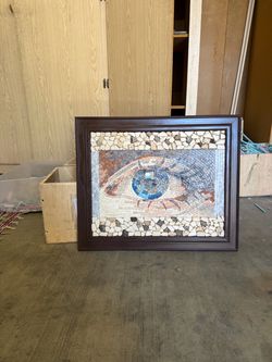 Handmade Micro Mosaic Art - Eye Design with Sphere (23" x 15")