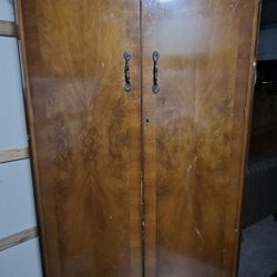 Armoire Wardrobe - Vintage  Wrighton Art Deco Burr Walnut Wardrobe