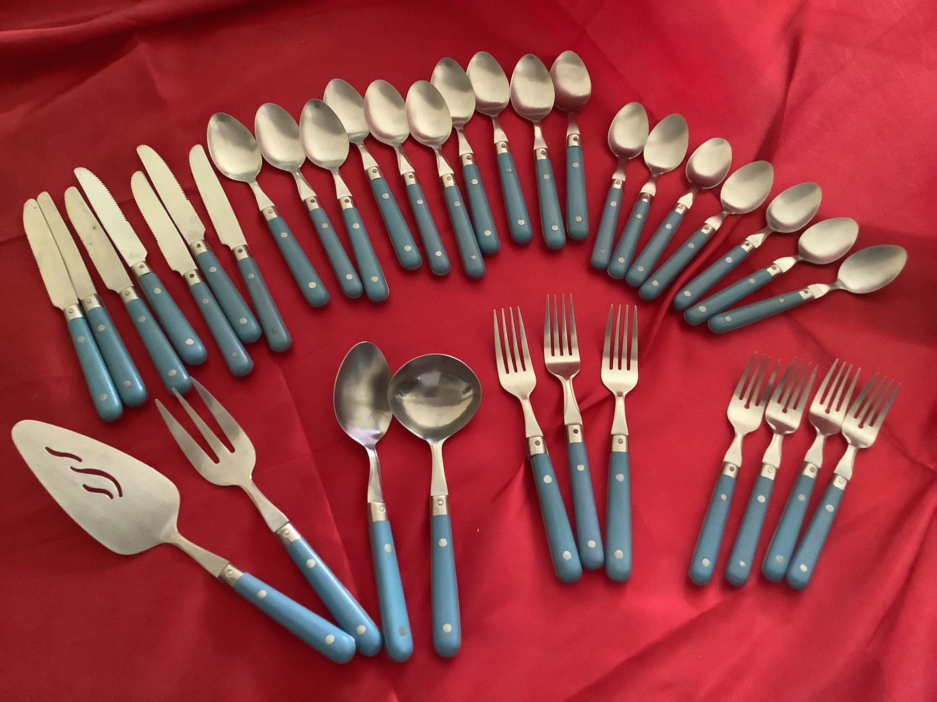 Vintage Blue Life Time stainless Thailand Silverware 35 Piece