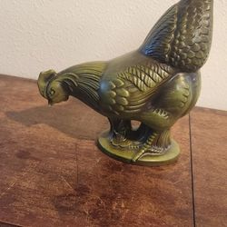 Vintage Green Royal Heager Chicken Statue Figure