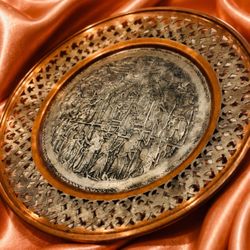 LRG Original Fine Art Vintage Iran Iraq Persian Display Plate RARE Copper Silver Brass Antique INT Turkey Assyrian Faravahar Persepolis HILLCREST