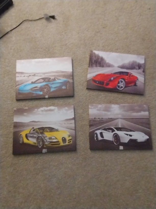 A Set Of Race Cars In 4 Different Colors
