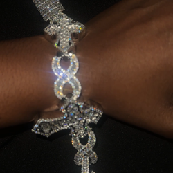 Baguette style double cross infinity link bracelet