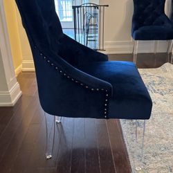Blue Tufted Velvet Chairs (4)