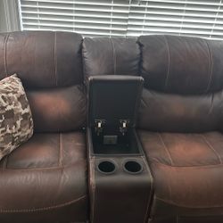 Sofa Recliner Both Sides With Charger Station In Middle Console 