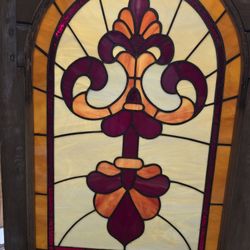 Antique Stained Glass Window Hanging 