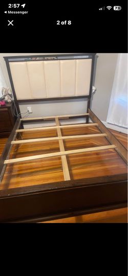 Queen Bed Frame with Upholstered Headboard