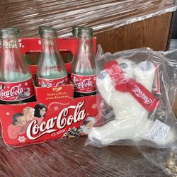 Vintage Coca Cola Bottles / Glasses Lot Christmas 
