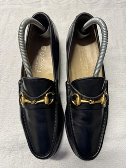 Gucci black womens horsebit slip-on loafers