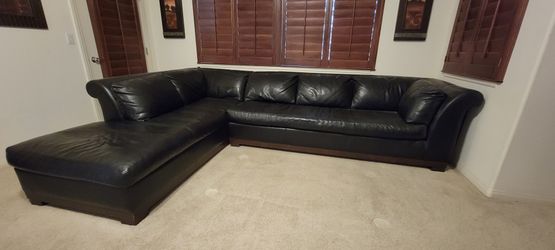 Leather Grande Sectional w/ Chaise Lounge / Down Feathers/ Handmade 

