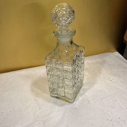 French Vintage Decanter Barware Glass 10.5 Inches Tall