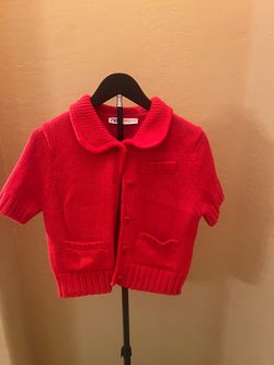 Zara Red Knit Short Sleeve Cardigan S