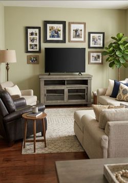 Grey Solid Wood Entertainmenter Center