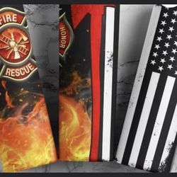 Tumbler Mug Insulated American Fire Fighter Fire And Rescue Designs HOT/COLD 20oz 