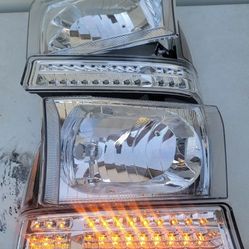 99-04 Ford F250-F550 00-04 Excursion LED Headlights Luces Micas Calaveras Faros Faroles Focos