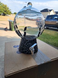 2 Halloween Glass Drink Dispenser with Spiderweb Base