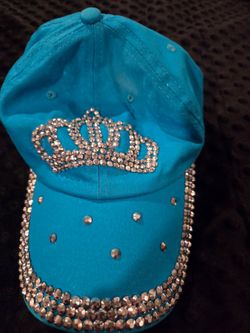 Teal Rhinestone Crown Baseball Cap