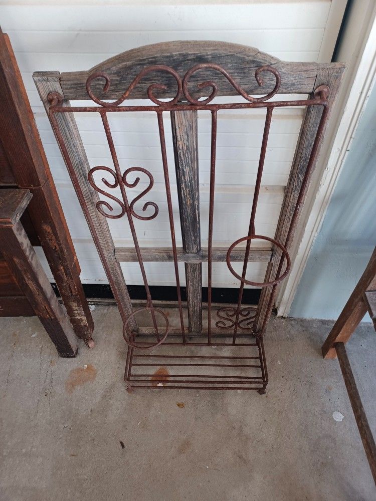 Wood And Iron Plant Holder