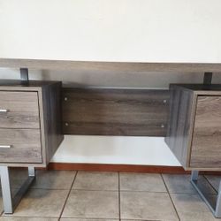 Modern Grey Desk with Drawers Home Office