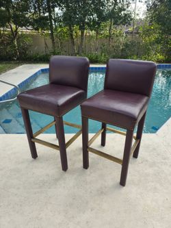 Bar Stools Counter Stool Set Of 2 High Back Brown Leather Chair Christopher Knight Kitchen Counter Chairs