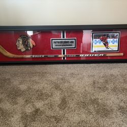 Framed Patrick Kane Autographed Hockey Stick