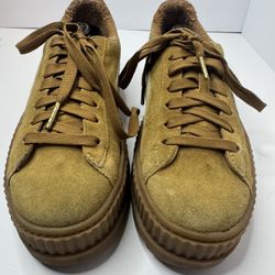PUMA Fenty Rihanna Cleated Creeper Golden Brown Suede Platform Sneakers Size 8.5