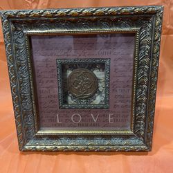 LOVE wall Art Resin Gold Tone Antique Decorative Frame