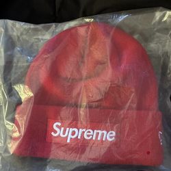 Supreme red box logo new era beanie