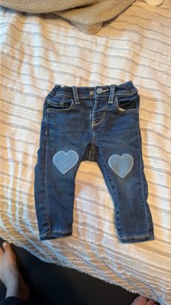 12-18m Baby Girl Jeans with Heart Knee Patches